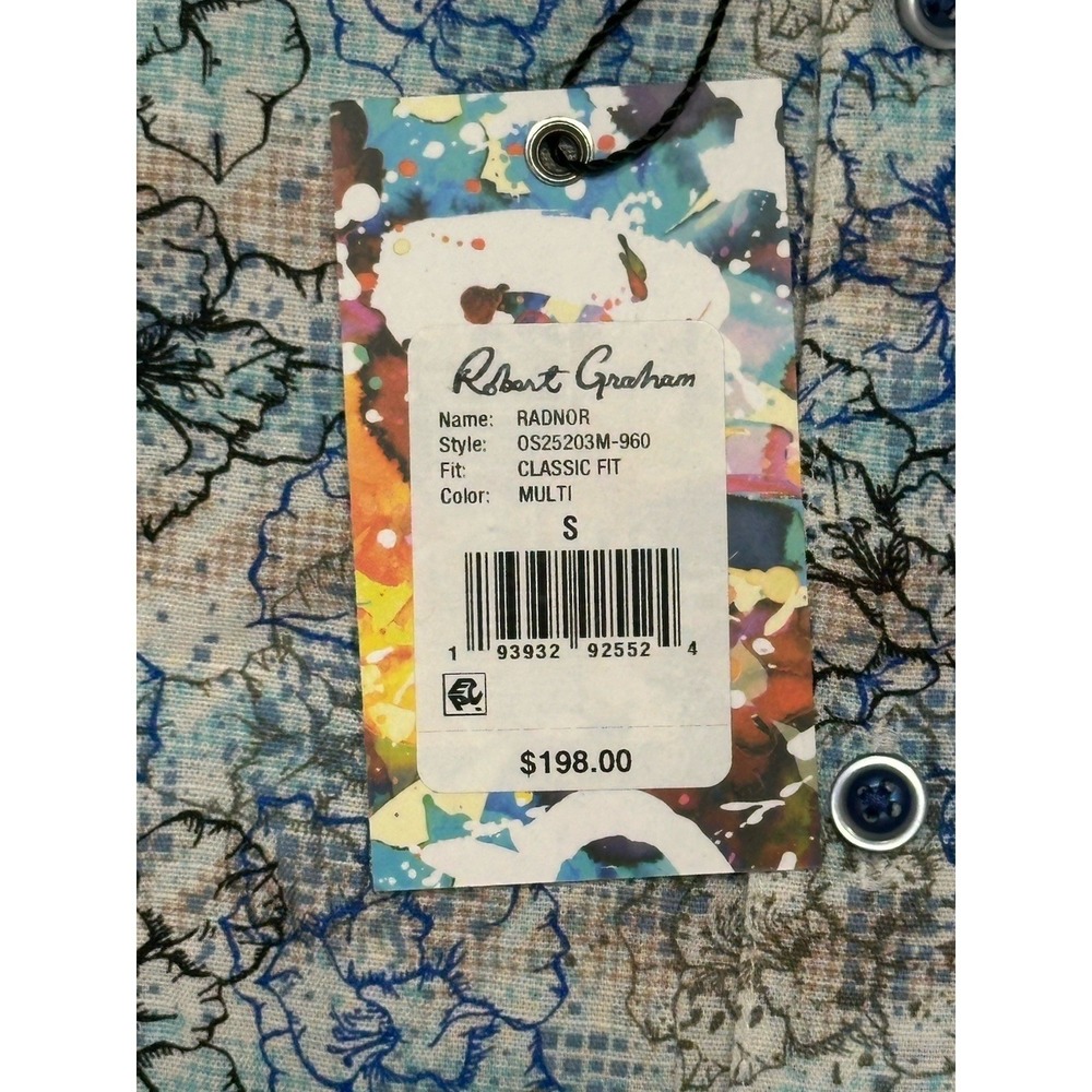 Robert Graham Radnor Floral Linen Blend Button Up Short Sleeve Shirt Men's Sz S - Picture 4 of 11